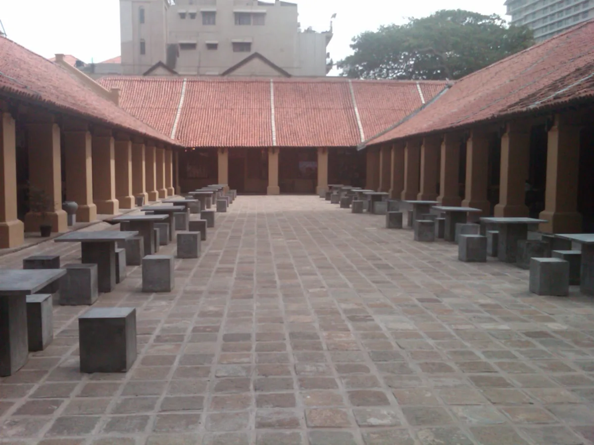 The colonnaded courtyard of the Old Dutch Hospital in Colombo Fort.