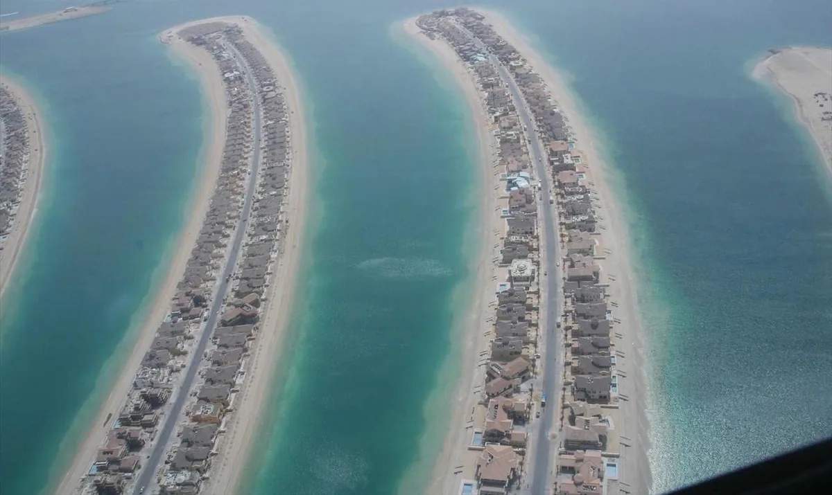 The fronds of Palm Jumeirah reaching into the Gulf.