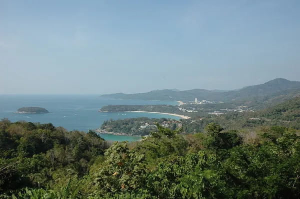 The viewpoint above Kata and Karon on Phuket, three bays and the islands beyond.