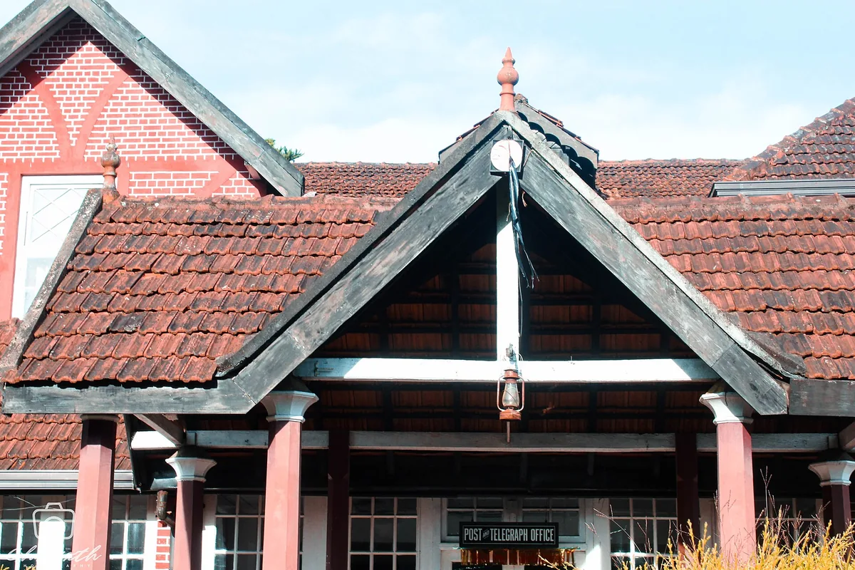 The red-brick colonial post office at Nuwara Eliya, known as the Pink Post Office.