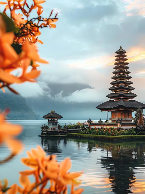 Ulun Danu Beratan temple on the lake, Bali